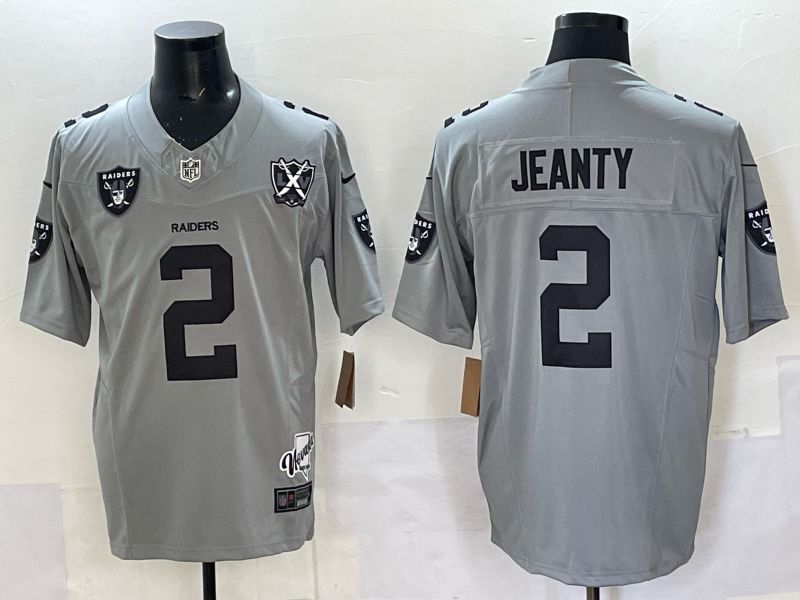 Men 2025 Oakland Raiders #2 Jeanty Grey Retro Third Generation Nike Limited NFL Jersey style 05